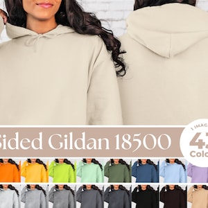 Front and Back Gildan 18500 Hoodie Mockup Bundle, All 43 Colors, Oversized Hoodie Back Mockup, Double Side Model Mockup, Hooded Sweater Mock