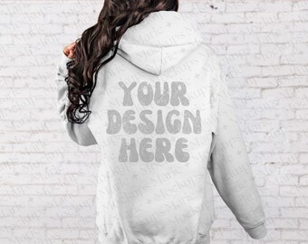 White Gildan 18500 Hoodie Mockup, Back View (Digital Download)