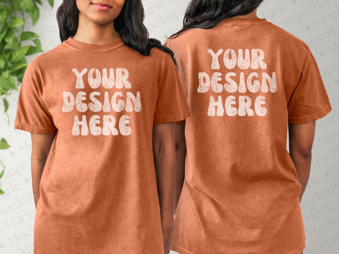 2 Sided Yam Comfort Colors C1717 Mockup, Photo of Black Model Showing