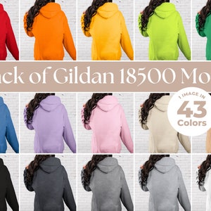 43 Colors, Back of Gildan 18500 Mockup, Gildan Back Hoodie Mockup, Hoodie Backside Mockup, Model Mockup, 18500 Gildan Oversized Hoodie Mock