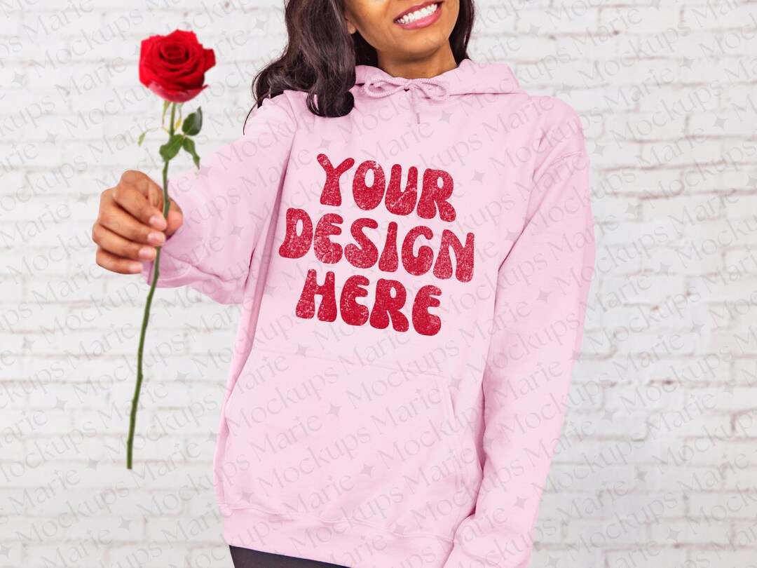 Valentines Gildan 18500 Hoodie Mock Up, Light Pink Sweatshirt Mockup ...
