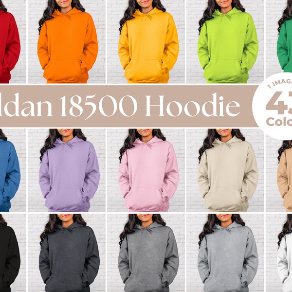All 43 Colors Gildan 18500 Hoodie Mockup Bundle, Gildan G185 Oversized Hoodie Mockup, Model Mockup, Jumper Mockup, Hooded Sweater mockup