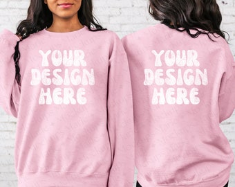 Gildan 18000 Light Pink Sweatshirt Mockup, Oversized Crewneck (JPEG Digital File)