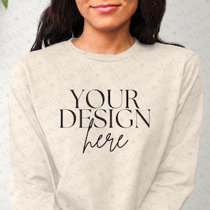 Bella Canvas Mockup, Bella Canvas 3501 Natural, Natural Long Sleeve Tshirt Model Mock Up, Boho Bella Canvas Model Mockup, Black Model