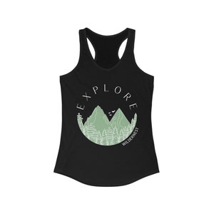 Women&#39;s EXPLORE Athletic Cotton Racerback Tank Outdoorsy Gift for Women / Adventure shirt Hiking Workout Top for her