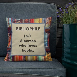 Book Inspired Throw Pillow - Book worm Gifts for a Book Nook or Library- Decorative Square 18x18 Pillow Csae + Insert or Couch or bed