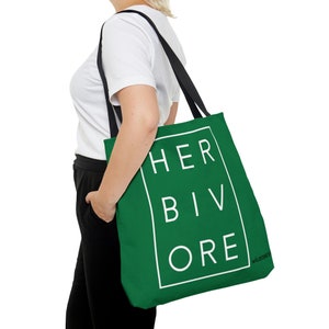 Gifts for Animal Lover &quot;Herbivore&quot; Tote Bag Eco-friendly Reusable Farmers Market Laptop Bag / Gift for Vegan Plant Based Activist
