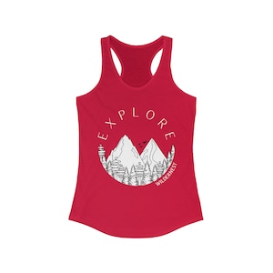 Women&#39;s EXPLORE Athletic Cotton Racerback Tank Outdoorsy Gift for Women / Adventure shirt Hiking Workout Top for her