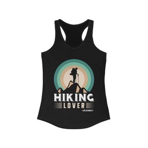 Hiking Lover Racerback Tank Top for Women / Sleeveless Outdoorsy Gifts for Her / Women&#39;s Workout Athletic T shirt Mountain Lover