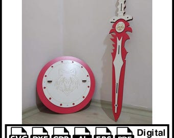 Laser Cut Wooden Sword and Shield SVG Bundle (Digital Download)