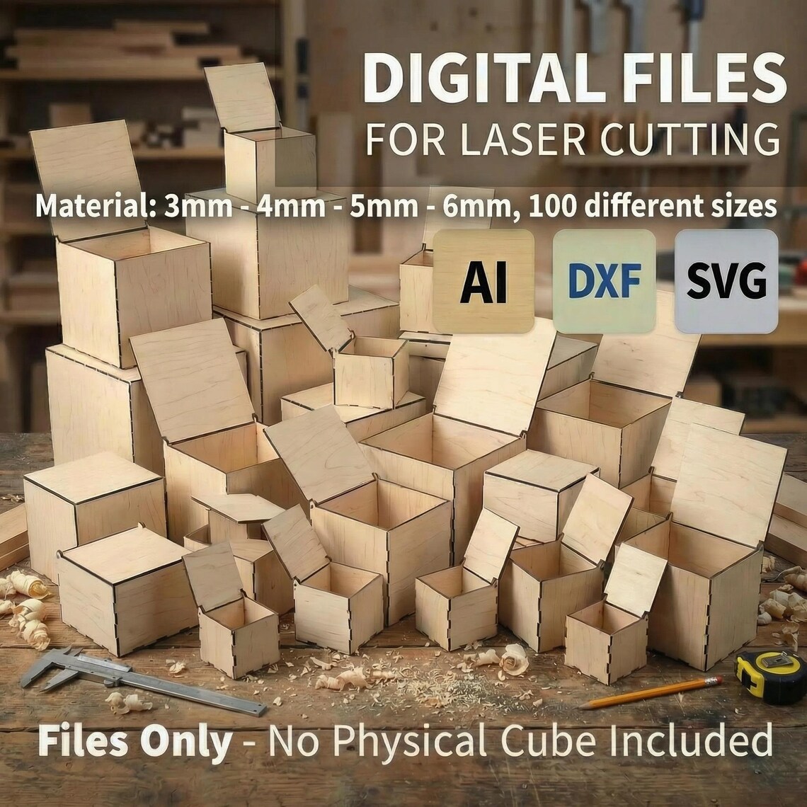 Laser Cut Box Templates 100 Sizes, 3mm4mm5mm6mm Material (digital