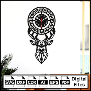 Modern Art wall clock Laser cut svg dxf ai , Wooden Wall clock vector template Glowforge wall clock svg Laser cut file Wall clock svg dxf