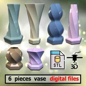 3D Printable Vases STL – Unique Modern Vase Design for Home Decor, Shelf, Desk – Digital Download