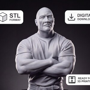Dwayne Johnson STL File | 3D Printable Figure | Digital Download | Resin & FDM 3D Print Model | Instant Download