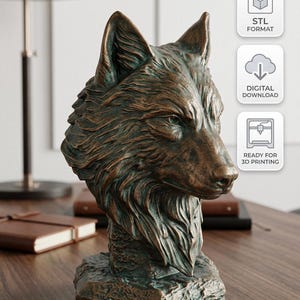 Vargbyst STL-fil, fantasidjur 3D-utskrift, detaljerad skulptur (digital nedladdning)