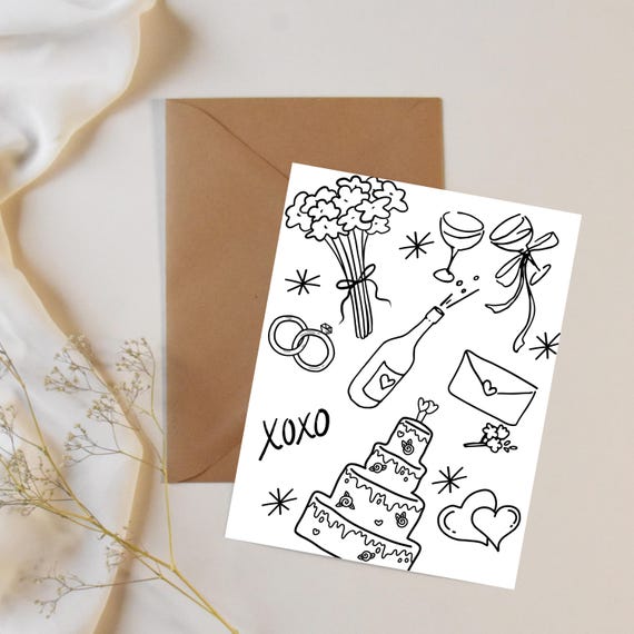 Black and White Minimal Wedding Greeting Card | Modern Wedding Card | Elegant Congrats Card | Simple Luxury Stationery