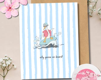 Silly Goose On Board Baby Shower Card | Cute and Funny Card | Expecting Parents Greeting Card | Fun New Baby Congratulations