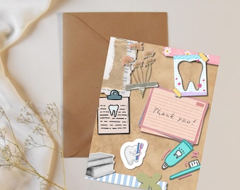 Merci dentiste carte de vœux | Papeterie dentaire | Cadeau dentiste | Merci à l'hygiéniste dentaire | Carte d'agent de santé