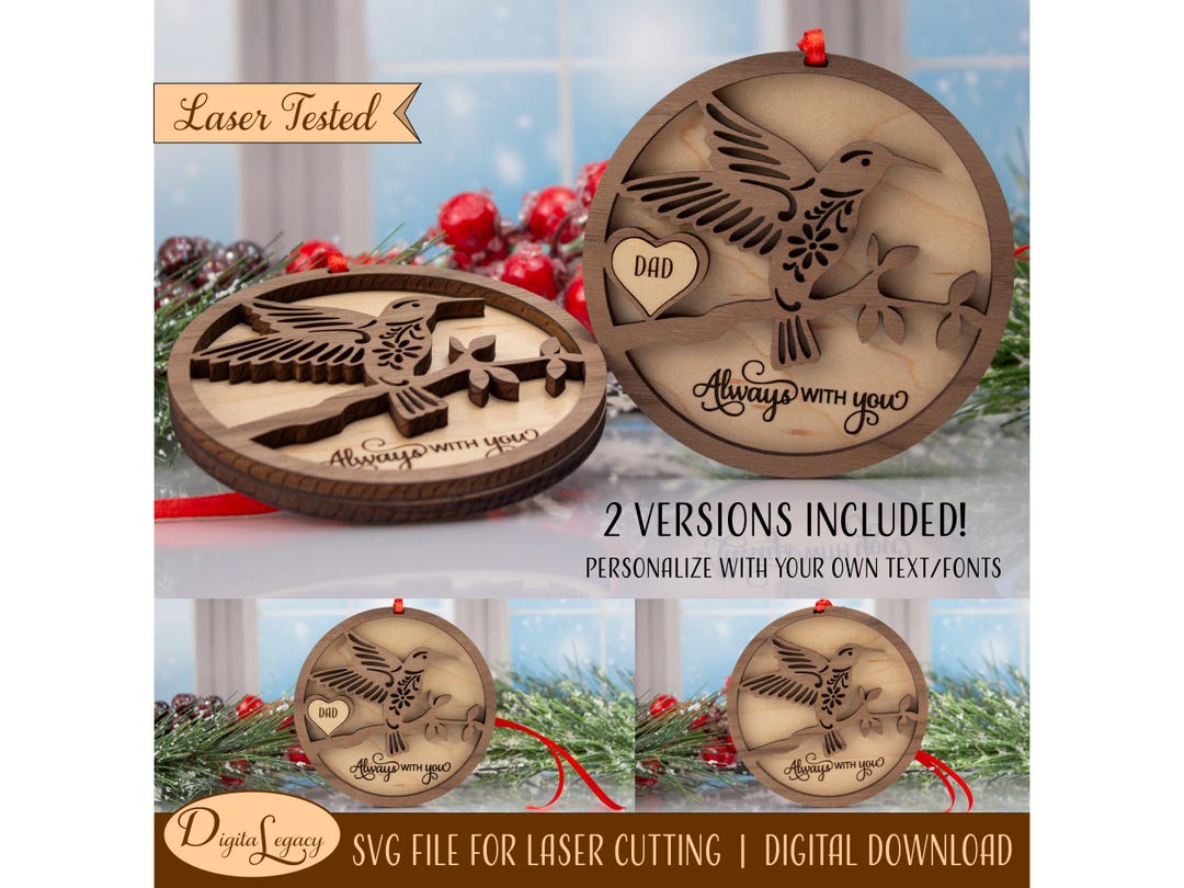 Hummingbird Memorial Ornament Laser Cut File, Always With You SVG, Rest ...