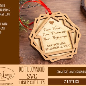 Home Ornament SVG, Laser Cut File SVG, new home, new memories, new beginnings, Christmas Ornament, Together Forever, Couple Gift, First Love