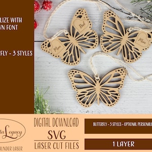 Butterfly SVG - Memorial Ornaments Laser Cutting File - Personalization Optional - Remembrance Gift - Meaningful - Passing of Loved One