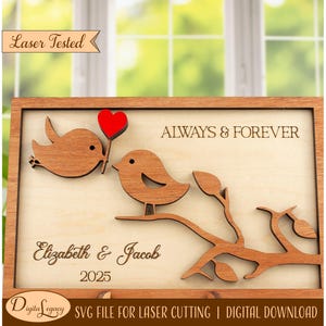 Couples Love Birds Sign Laser Cut File SVG - Married - Wedding - Digital Download Laser Cutting - Mother's Day Gift - Anniversary, Birthday