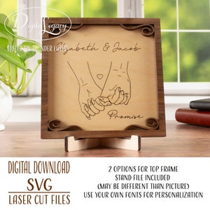 Cartello in legno di coppia SVG, regalo di coppia, promessa del mignolo, design minimalista, carino, file laser digitale da scaricare, anniversario, matrimonio, ti amo fidanzato fidanzata