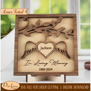 In Loving Memory SVG, Memorial Sign Laser Cut SVG File, Angel Wings, Rest in Peace, Bereavement/Remembrance Gift, In Memory of Mom/Dad/Nana