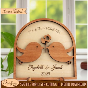 Couples Love Birds Sign Laser Cut File SVG - Married - Wedding - Digital Download Laser Cutting - Mother's Day Gift - Anniversary, Birthday
