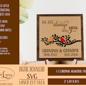 Cardinal Memorial Frame SVG - Laser Cutting File - Cardinal SVG for Remembrance Gifts, Bereavement Gift - In Memory Gift - SVG for Lasers