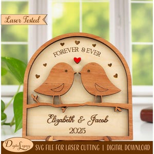 Couples Love Birds Sign Laser Cut File SVG - Married - Wedding - Digital Download Laser Cutting - Mother's Day Gift - Anniversary, Birthday