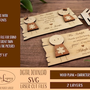 Apprezzamento dell'insegnante o regalo del mentore - personaggio con pezzo di puzzle - regalo di fine anno - File laser SVG - taglio laser - Testato con laser Thunder