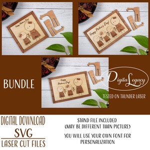 Festa della mamma SVG Sign Laser Cut File BUNDLE, regali personalizzati per la mamma, festa della mamma SVG, figura di Stickman che porge la rosa alla mamma - 1, 2, 3 bambini