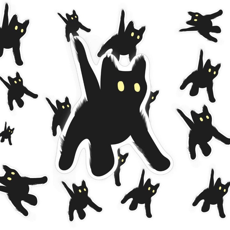 Black Cat Vinyl Sticker Pack — Left Turn Clothing