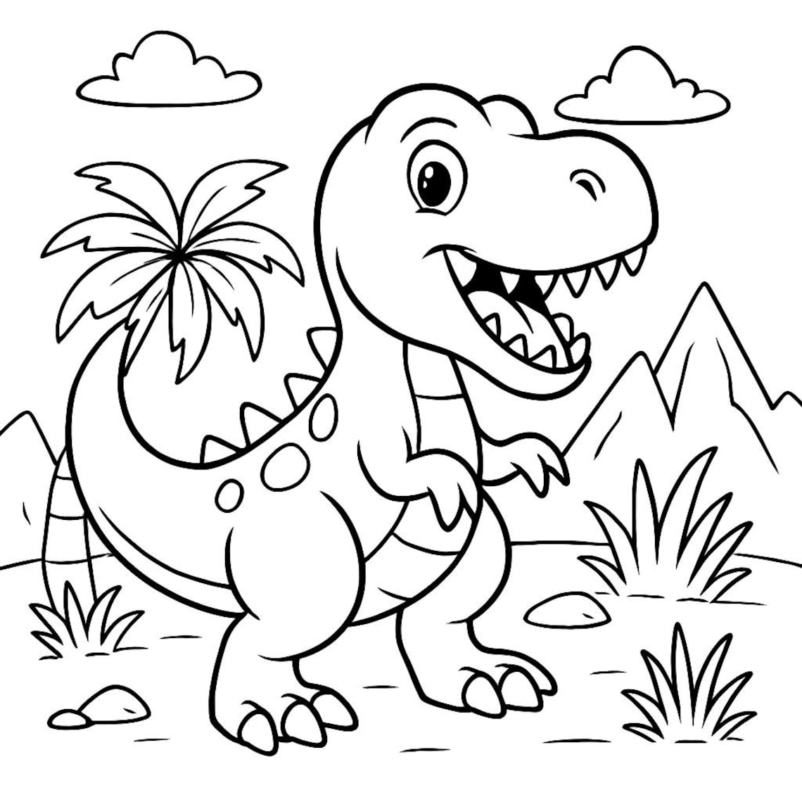 T-rex Coloring Page – Dino Printable for Kids (PDF/PNG) - Etsy