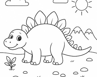 Stegosaurus Coloring Page – Kids' Dino Activity (Digital Download)