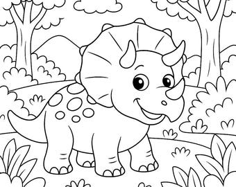Triceratops Coloring Page: Dino Friends Printable for Kids (PDF/PNG Download)