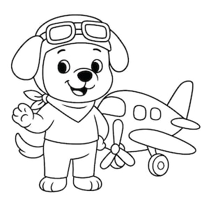 Rescue Puppy Pilot Coloring Page – Cute Dog Printable for Kids