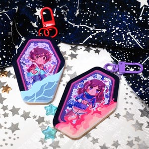 Zero Escape Embossed Wooden Coffin Keychain