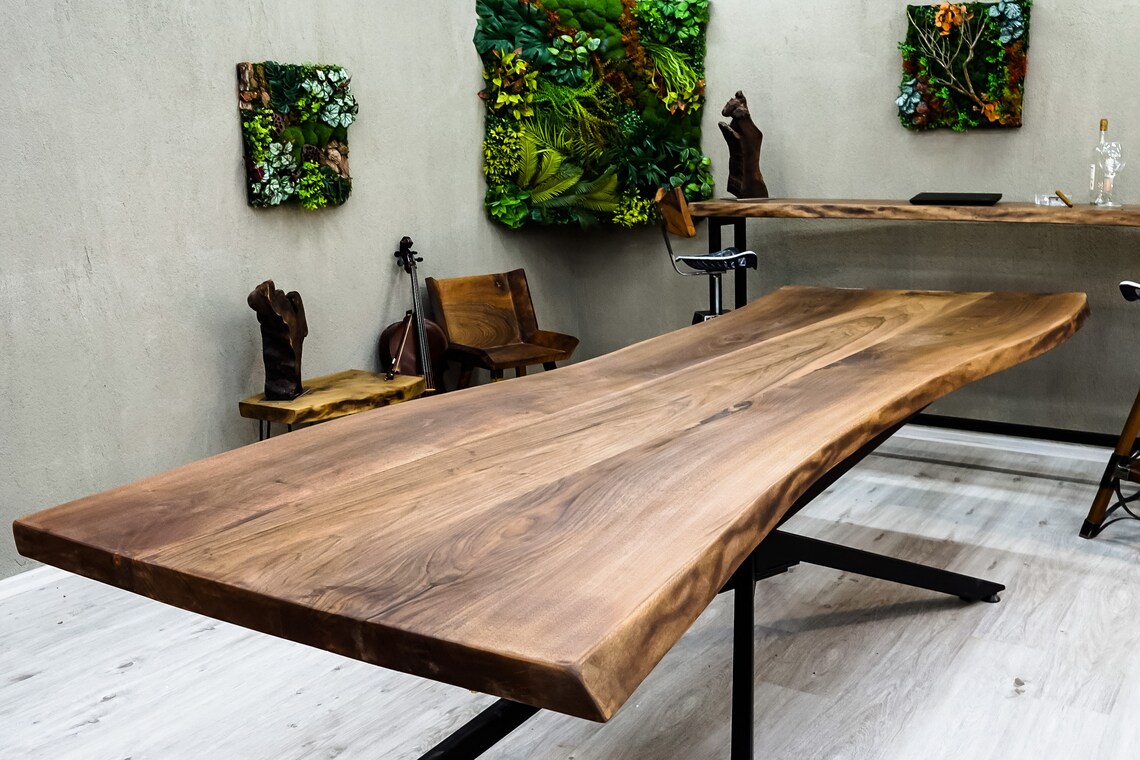 Custom Live Edge Dining Table, Kitchen Table, Live Edge Black Walnut