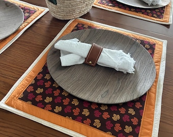 Quilted Fall Placemats (Set of 4): Farmhouse Thanksgiving Table Decor