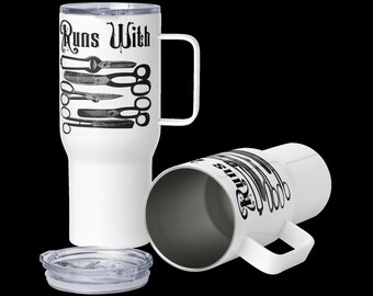 Runs with Scissors - Taza de viaje con asa