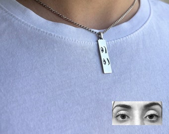 Sterling Silver Personalized Eye Necklace,Personalized Photo Necklace,Personalized Necklace,Personalized Gift,Couple Necklace,Couple Gifts