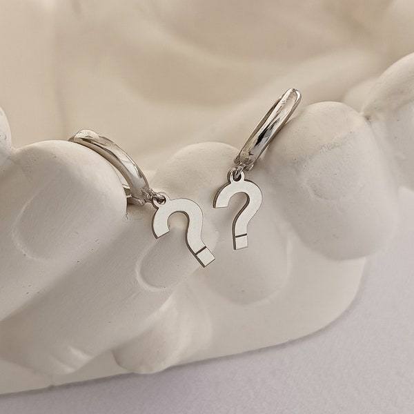 Sterling Silver Question Mark Earrings , Fashion Earrings ,  Question Mark Jewelry , Minimalist Earrings , Earrings Gifts , Gifts For Her