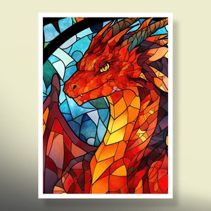 MtG Kartenhüllen: Stained Glass Fire Dragon-100+ Top Qualität Kartenhüllen-Buntes, scharfes Bild-Das ist Dein Deck, geschützt und sieht gut aus!