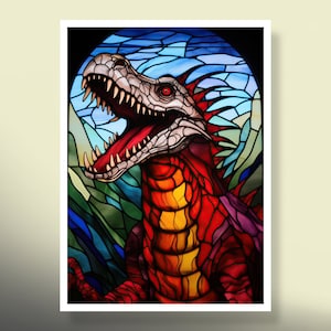Manchons MtG : Spinosaurus en vitrail ! Plus de 100 produits de qualité supérieure ! Coloré, net ! Ceci est votre terrasse : protégée et belle apparence !