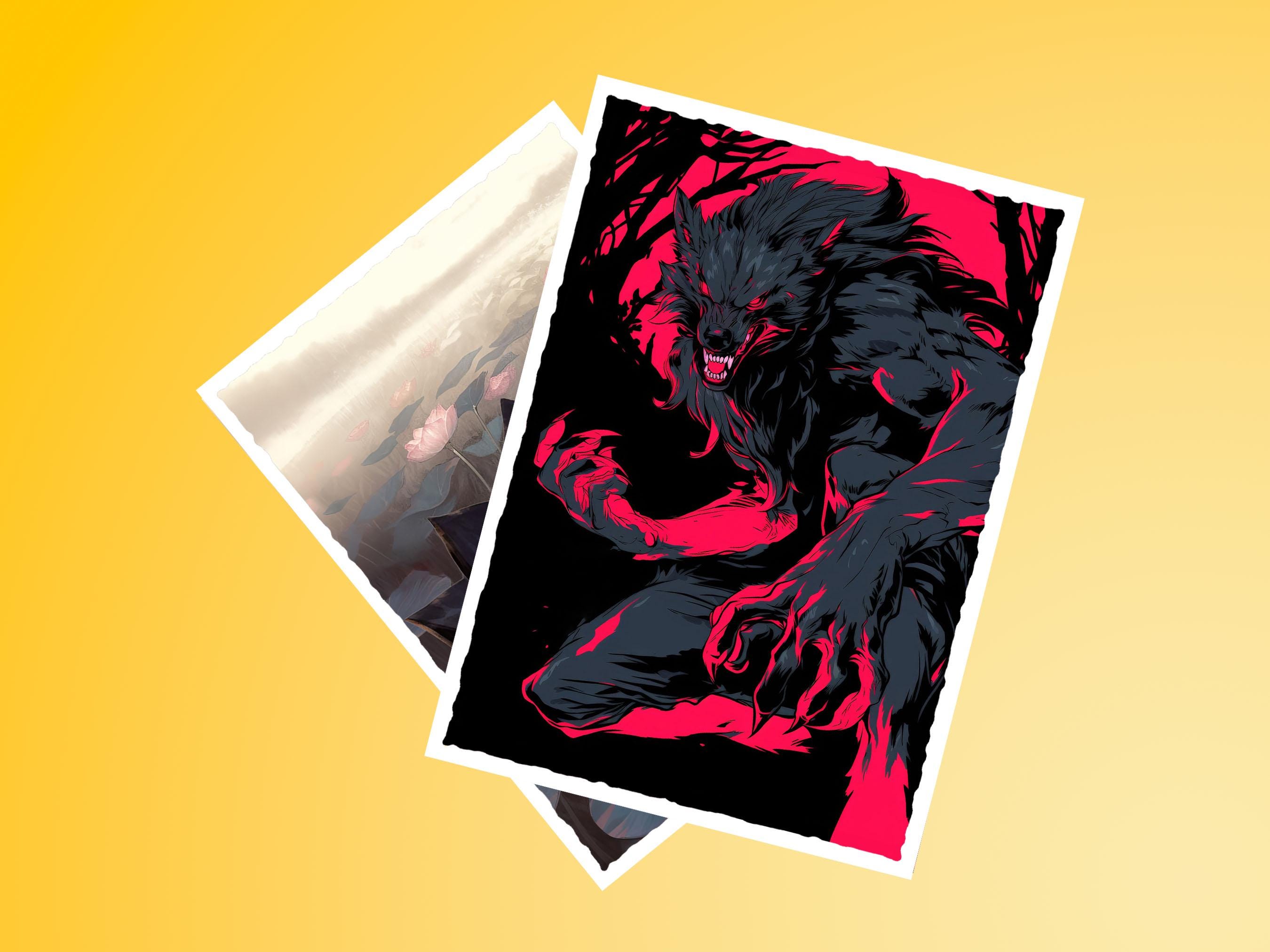 Card Sleeves 50 MTG Standard  Werewolf Snow Teeth Design  Protect Your  Magic Deck Standard Size Card Sleeves