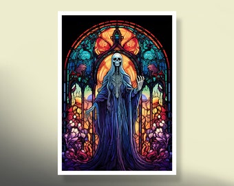 MtG Sleeves: Stained Glass Death Calling! Unique Design! 100+ Top Quality Sleeves! Colorful! This is Your Deck--Protected and Lookin&#39; Good!