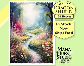 MtG Sleeves: Watercolor Nourishing Stream! 100+ Top Quality Sleeves! Colorful, Sharp Image! This is Your Deck -- Protected and Lookin' Good!