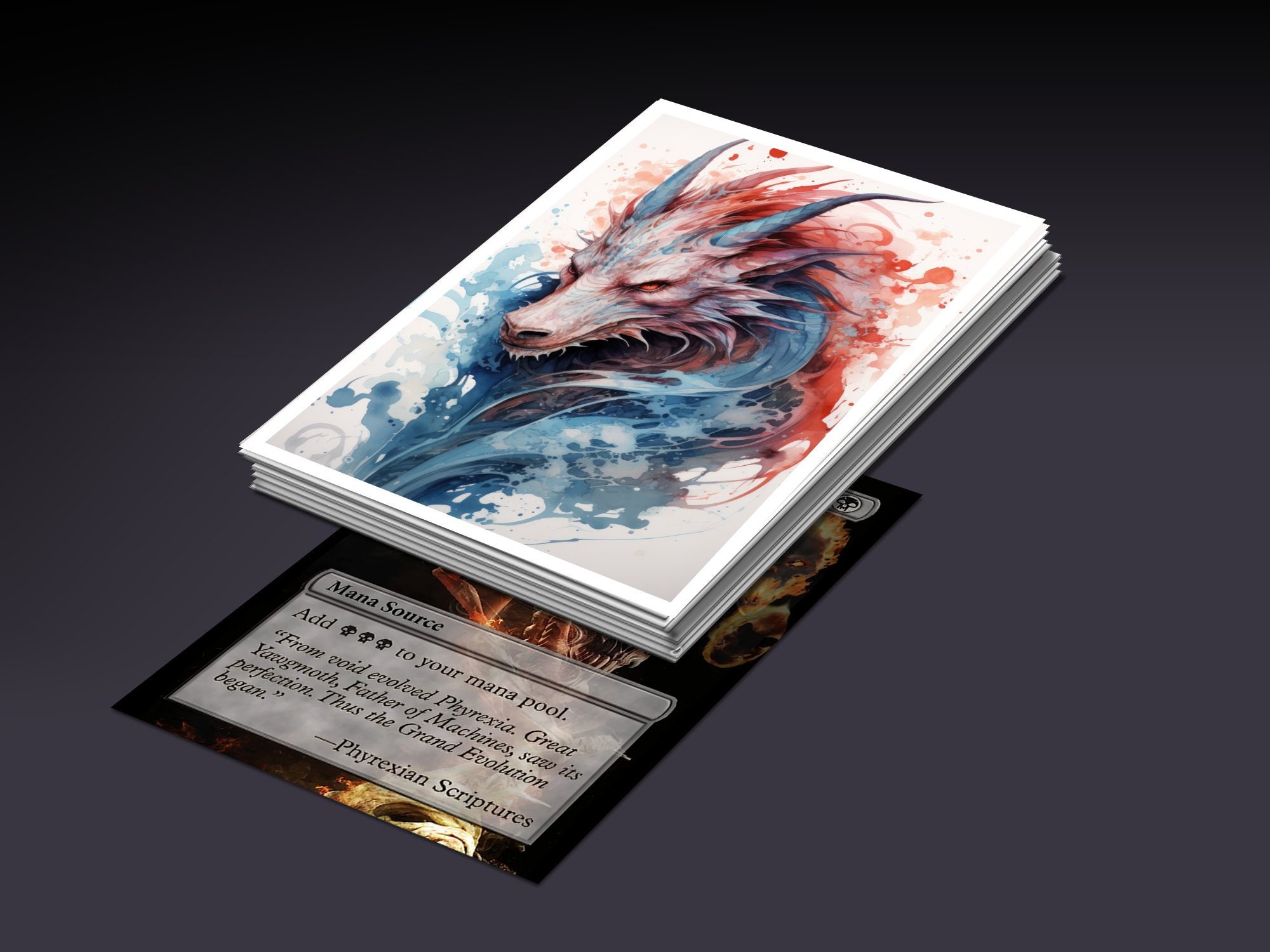 MtG スリーブ: 水彩ブルー ドラゴン! 100 種類以上の最高品質の